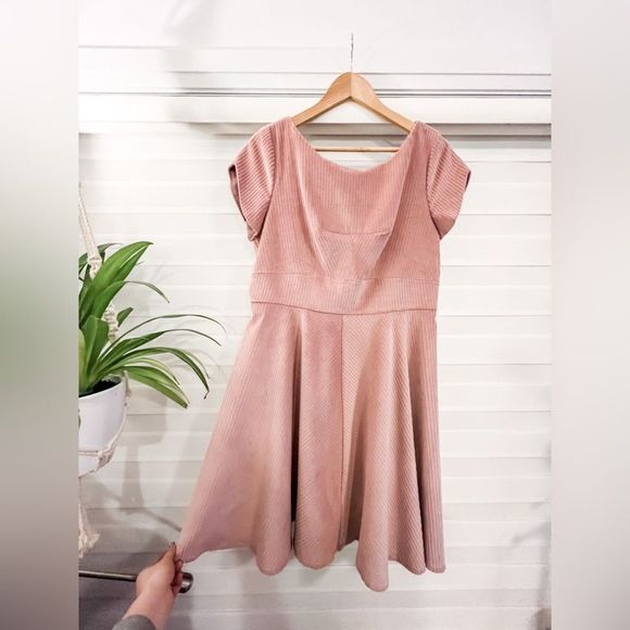 🇨🇦 Annie50 🇨🇦 Blush Corduroy Dress / Size L / Made in Canada - Picture 7 of 10